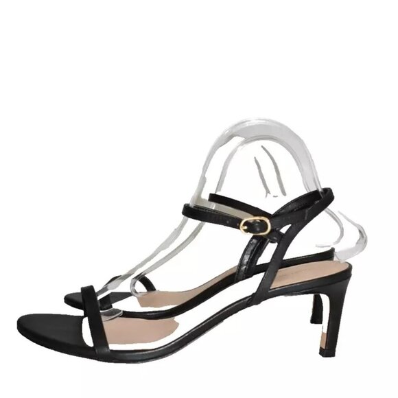 $450 STUART WEITZMAN DANCER 70 SANDAL LEATHER NUDIST SIMPLE BLACK 9.5 (DB38) - Picture 4 of 7